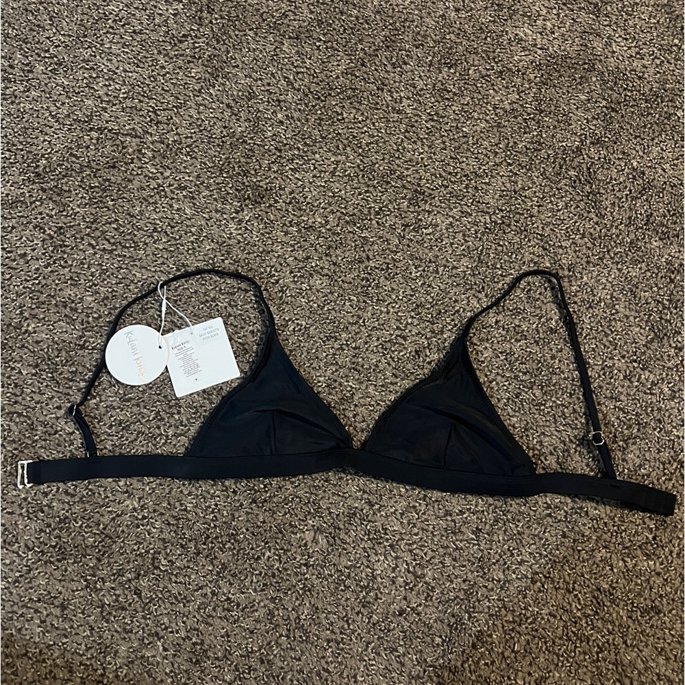 NWT: Kulani Kinis Basic Bralette Bikini Top small in Pitch Black